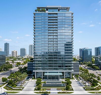 Modern residential building with overhead garage storage system
