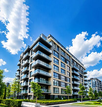 Modern condominium building for Park’ɴNest™ garage storage